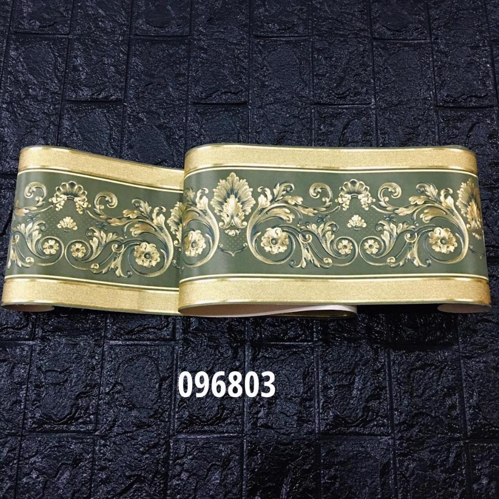 Wallpaper Border Lis Klasik Hijau Gold Mewah