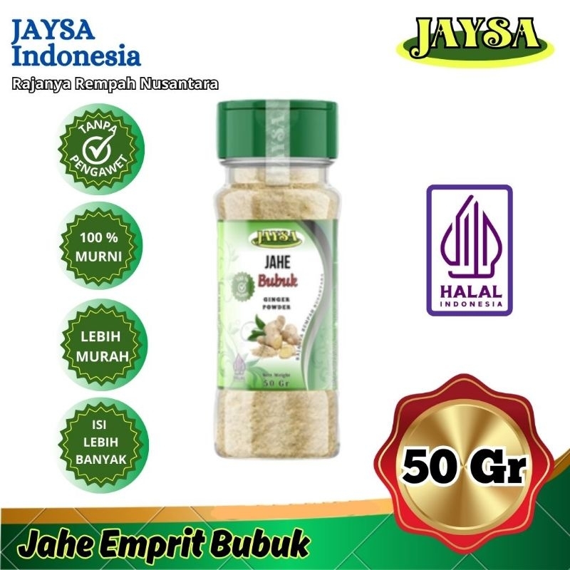 

JAYSA Jahe Bubuk 50 gr / Ginger Ground / Ginger Powder / Bubuk Jahe / Jahe Bubuk Asli / Bubuk Jahe Murni / Ginger Powder Grade A / Premium Ginger Powder