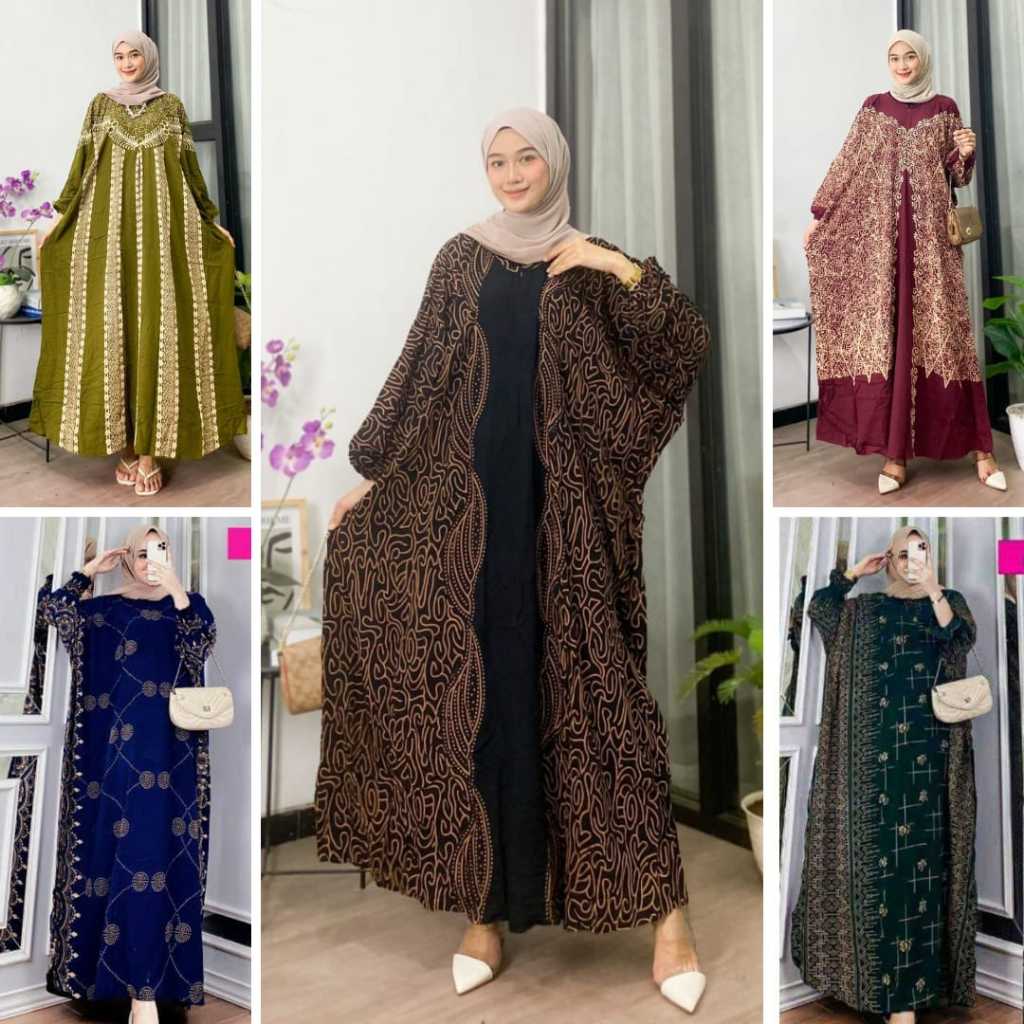 Kaftan Lowo Gamis Homedress Daster Busui Lengan Panjang Karet Bahan Rayon Ukuran Besar Jumbo Big Siz