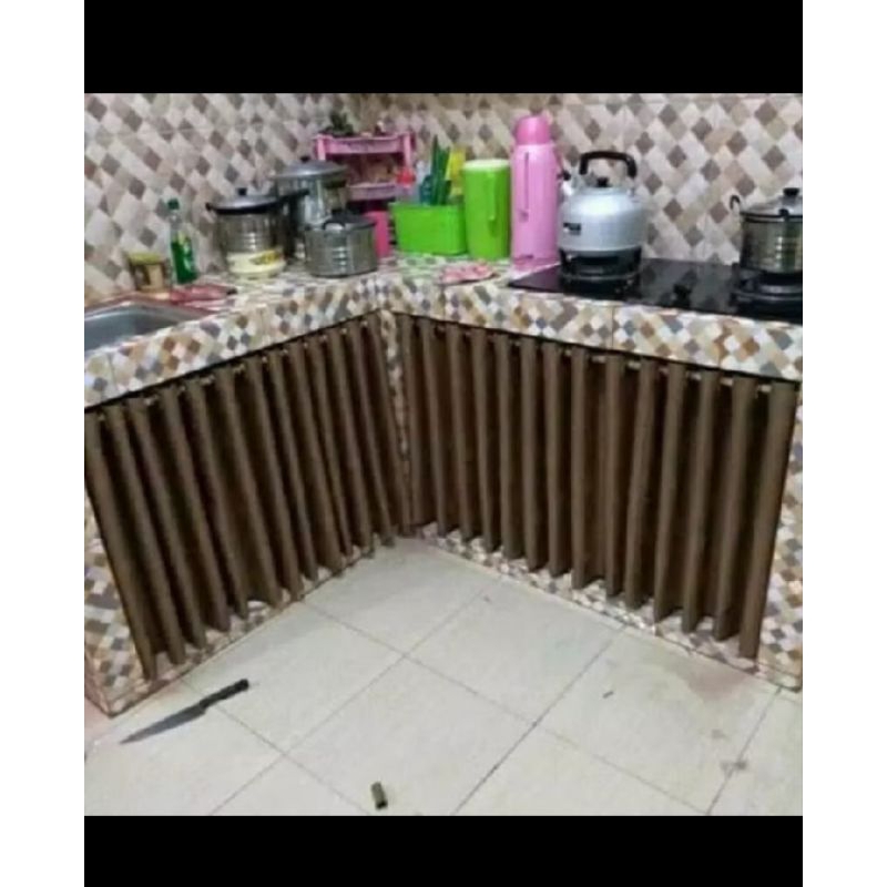 Gorden kolong dapur/horden bawah meja kompor/tirai meja kompor