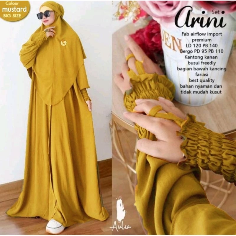 ARINI GAMIS SET KHIMAR JUMBO CRINGKEL POLOS