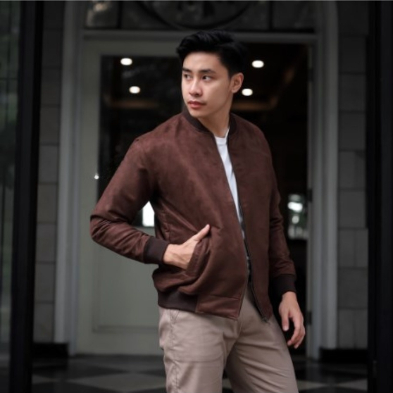 Brofash - Jaket Bomber Suede Malvin Brown Pria Cowok Dewasa Original Distro Jumbo Keren Premium