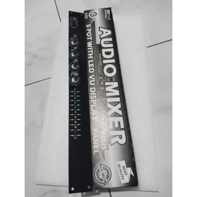 Audio mixer master 5potensio + LED vu display plus panel