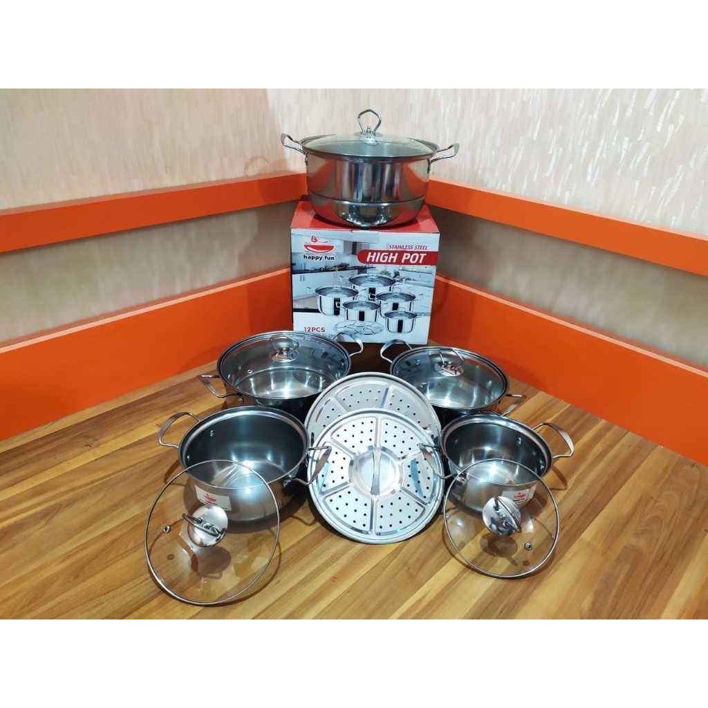 PANCI SET HIGH POT STAINLESS STELL HAPPY FUN