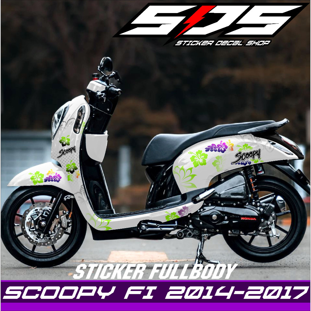 Stiker Decal Motor Honda Scoopy 2014-2017 Full Body - Sticker Scoopy Full Blok Desain Motif Bunga