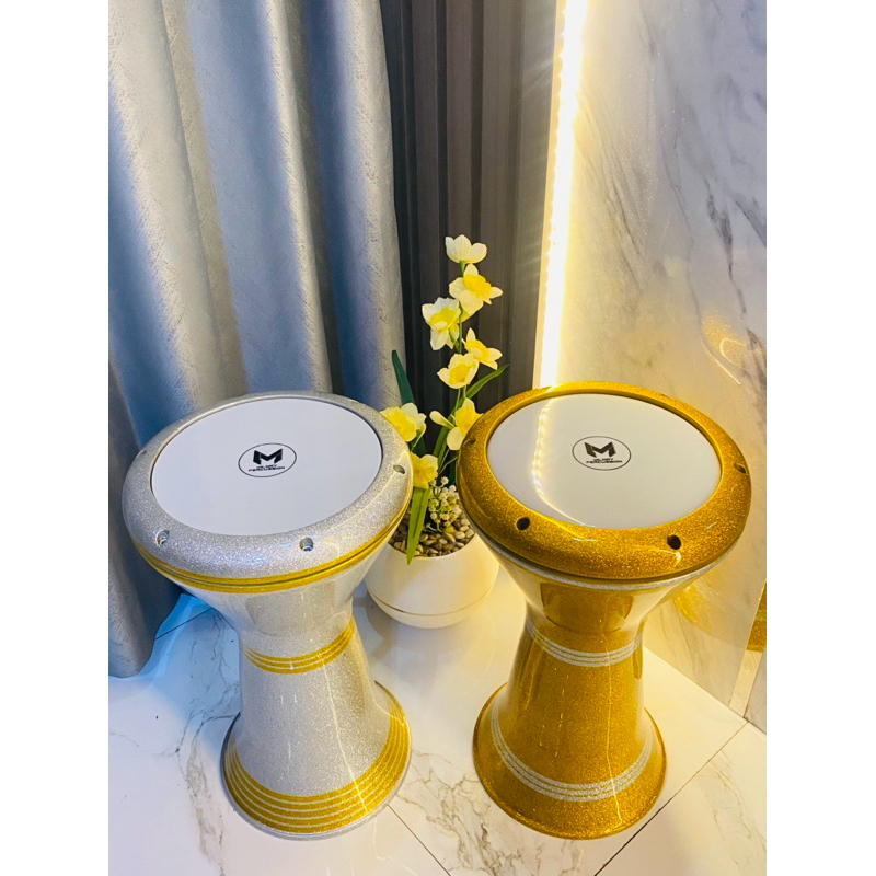 Darbuka motif gliter ukuran 8 inch full set free kunci L