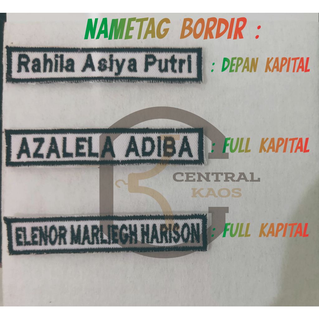 Nametag Bordir , name tag seragam, bet nama, Nama Dada , Bordir Nama , Nama Seragam Sekolah Bordir