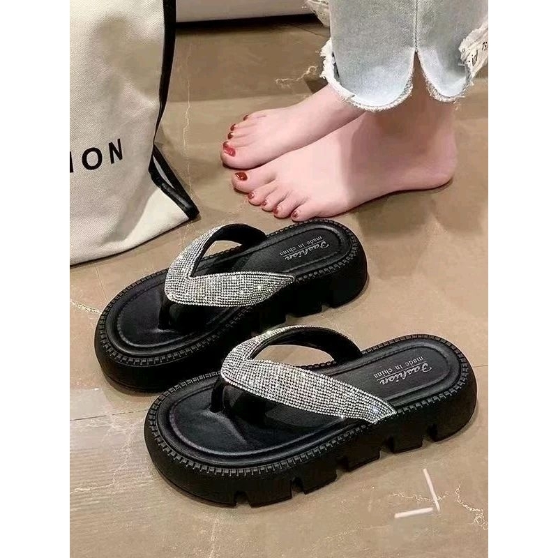 Sandal wedges jepit wanita fashion Glitter Bling-bling Top TG  1750