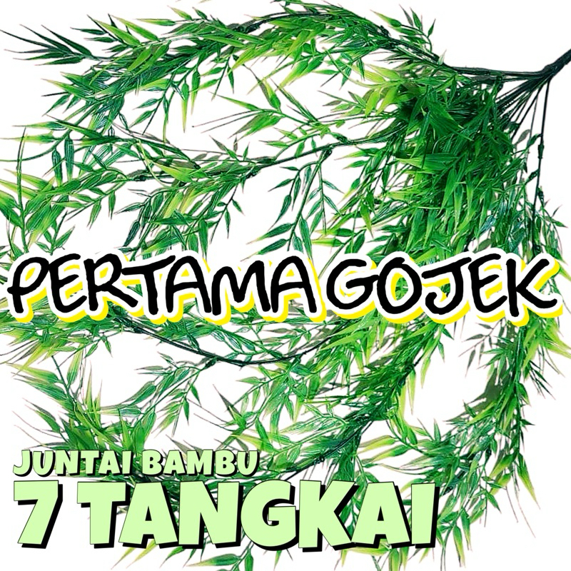 JUNTAI BAMBU PLASTIK X7/ Daun Juntai Plastik/ Bunga Juntai Plastik/ Hiasan Plastik/ Tanaman Plastik/