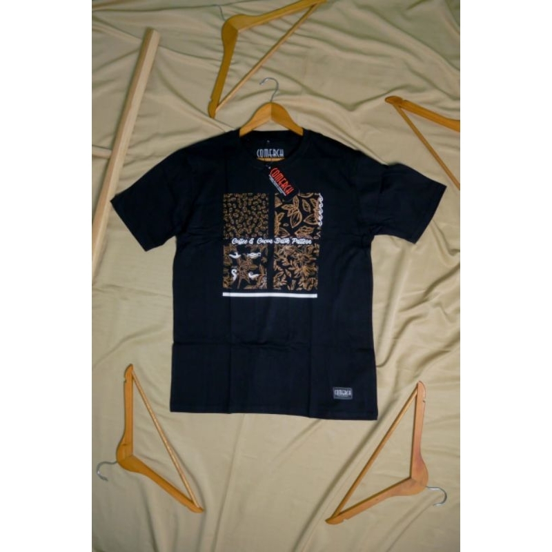 Kaos Katun Combed Kaos Oblong Pria Wanita / Kaos Comerch Motif Batik Kopi Kakao