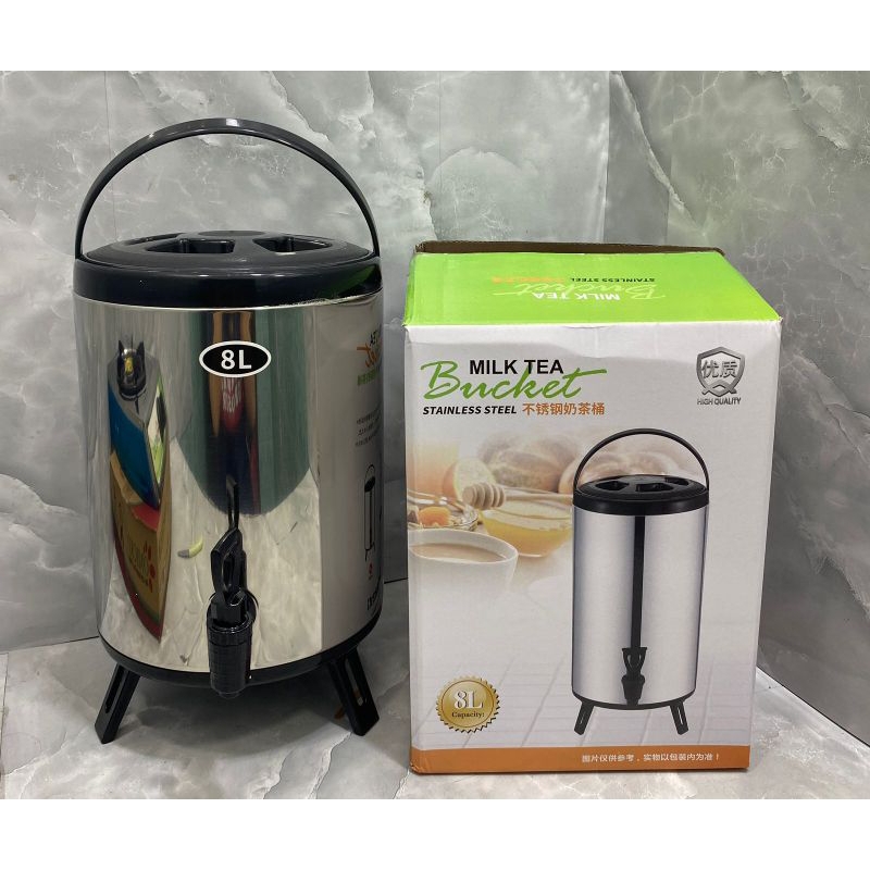 Milk Tea Bucket 8 Liter 10 Liter 12 Liter | Dispenser Air Stainless Steel | Termos Besar Air Panas &