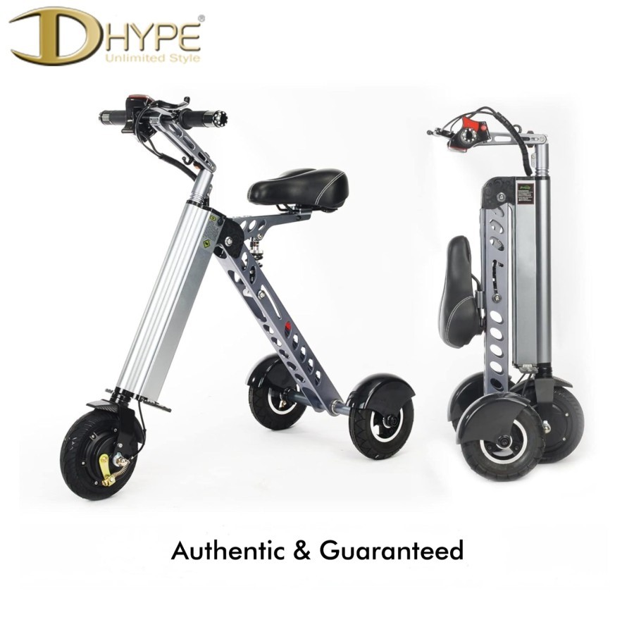 SEPEDA LIPAT LISTRIK SKUTER RODA 3 (1 SEAT) VERSI 2 WARNA SILVER