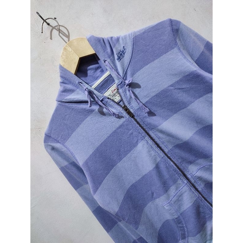 Hoodie Zipper Levis Motif Salur Ungu Muda