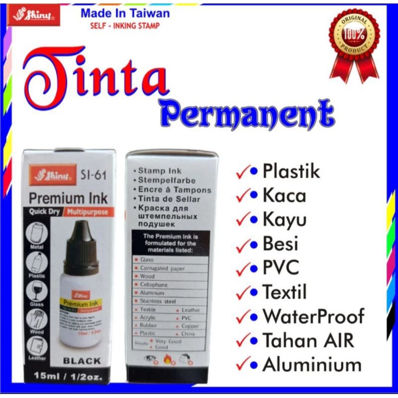 

TINTA STEMPEL INK STAMP SHINY PERMANENT WATERPROOP IDI ULANG