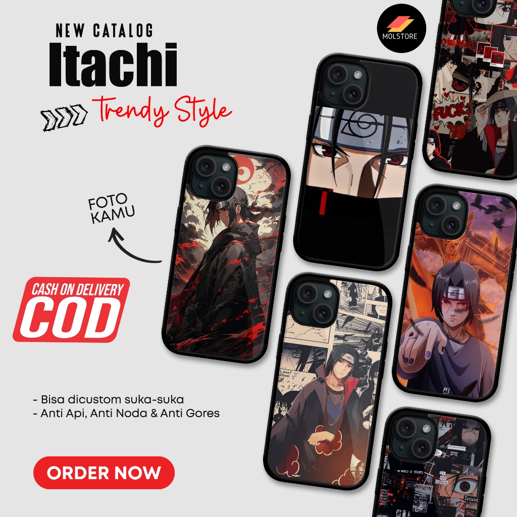 itachi softcase glass untuk iph0ne, s4msung, viv0, 0pp0, r3alm3, r3dmi, p0co, infin1x, xia0mi
