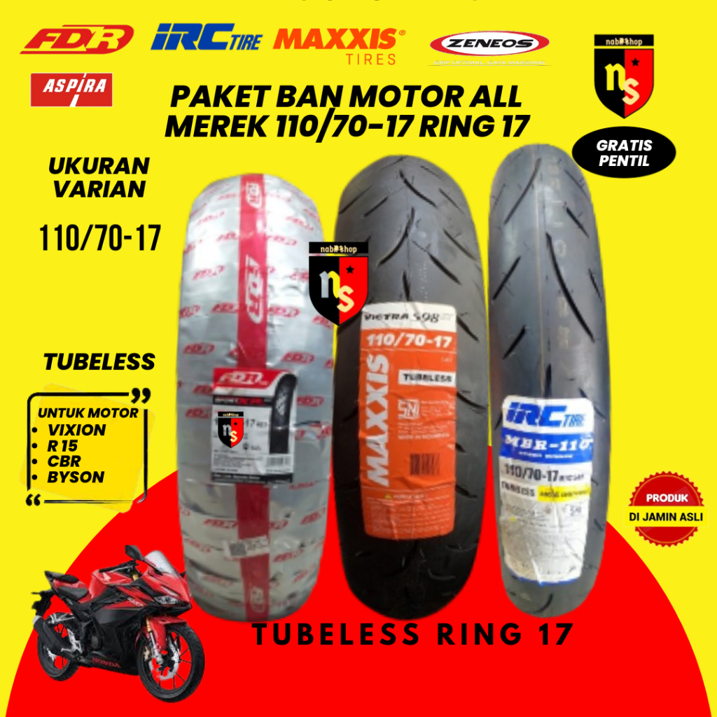 BAN IRC MBR-110 RING 17 110/70 TUBELESS Free Pentil