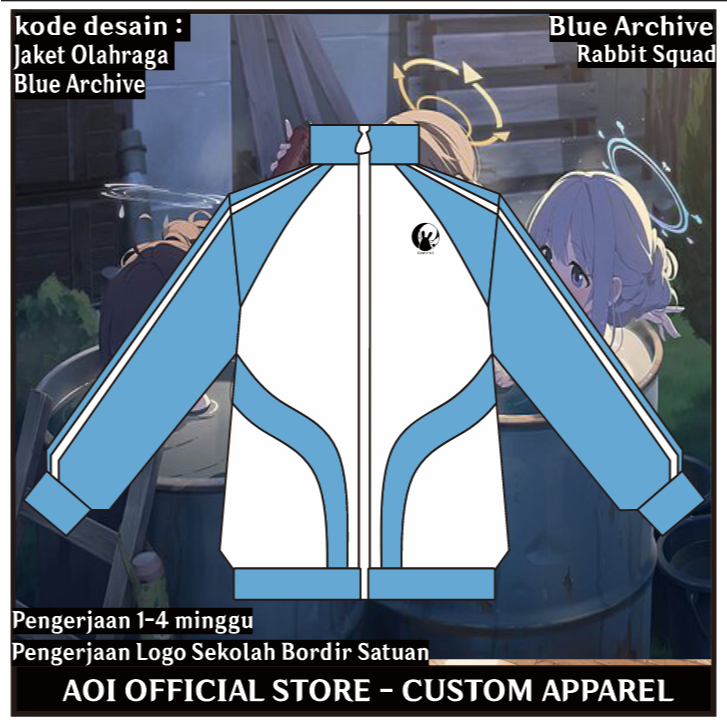 Jaket Olahraga Rabbit Squad Blue Archive Track Top