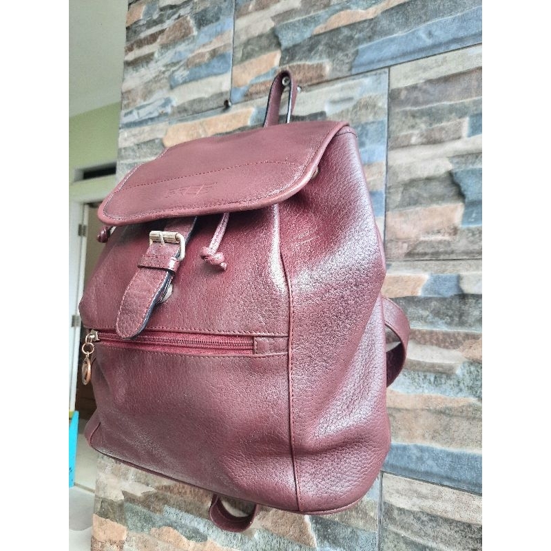 Ransel Maroon Kulit - TAS PRELOVED BRANDED ORIGINAL