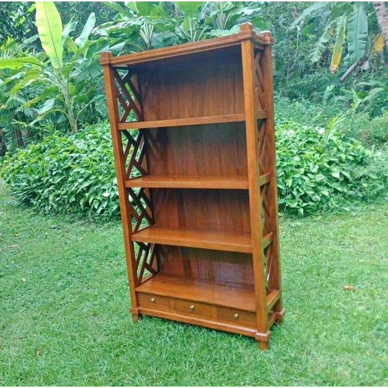 rak buku minimalis jati - rak buku minimalis jati asli harga termurah