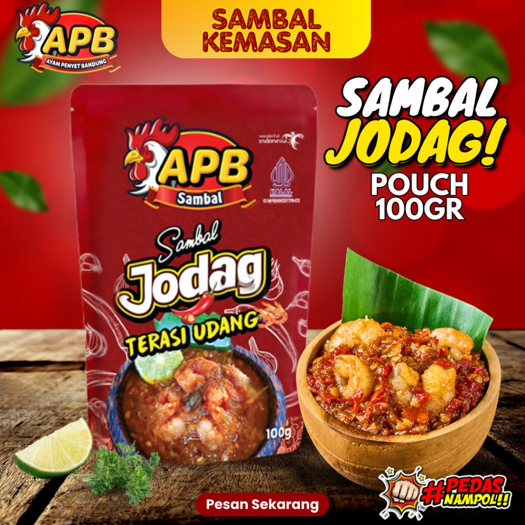

Sambal Terasi Khas Indonesia Sambal Jodag Cap APB - Sambal Kemasan Instan 100g Saambel Kemasan Pouch