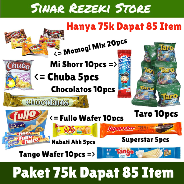 

Paket Hemat 75k 85 item / jajanan super hemat / murah banget