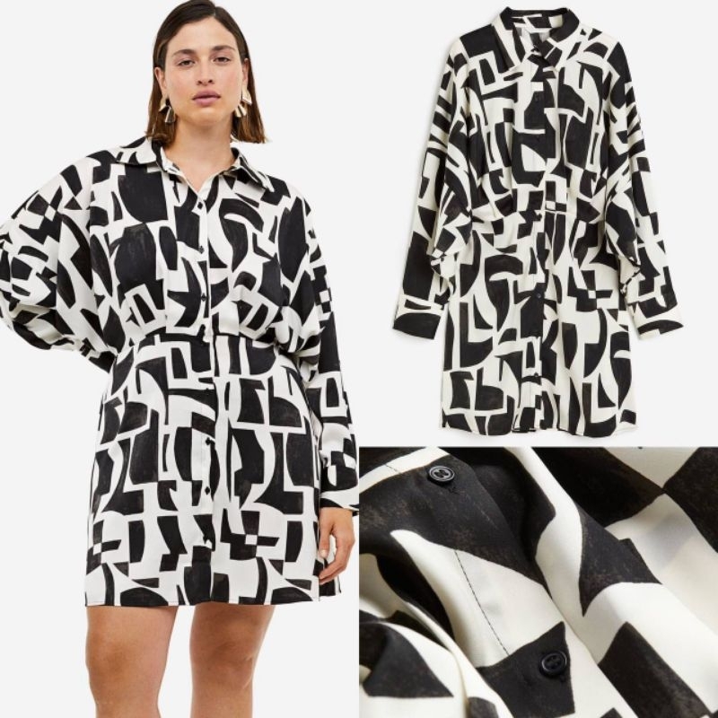 HM SATIN SHIRT DRESS PEACH