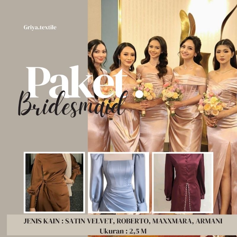 KAIN SATIN BRIDESMAID/Satin khusus bridesmaid/Satin glossy/Ukuran 2,5m