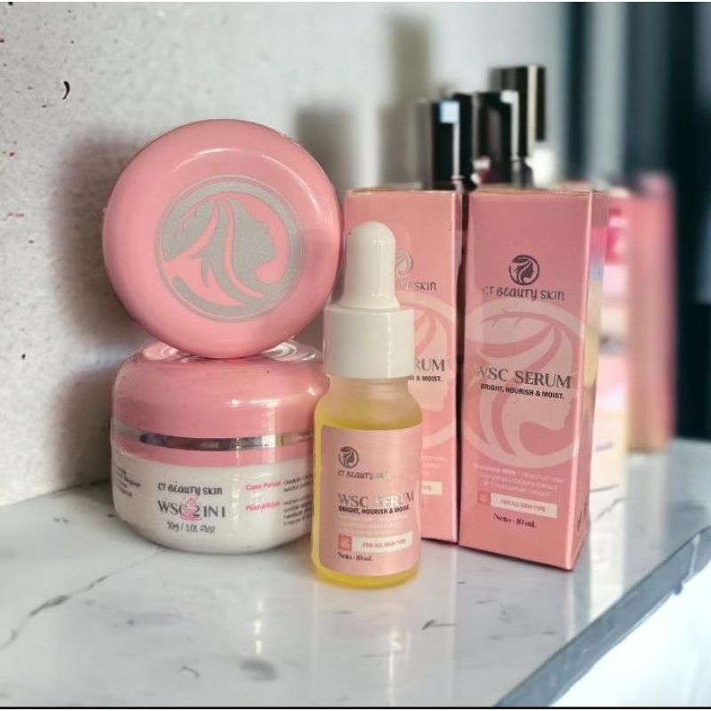 1 PAKET WHITENING CREAM WSC+SERUM/MENCERAHKAN WAJAH/MENGHILANGKAN FLEK HITAM/GLOWING