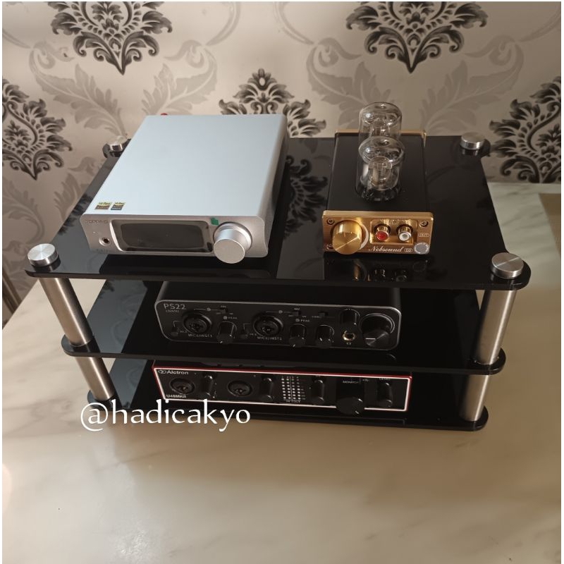 Rak Rack Audio Mini  30 x 20 Acrylic Hitam Full Stainless