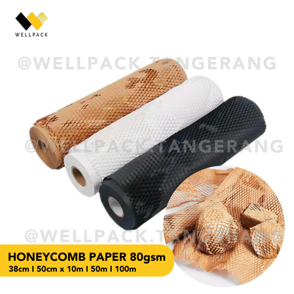 

Honeycomb Paper Wrap METERAN Warna Brown / Black/ White Kertas (Hexa) - Eco Friendly - Pengganti Bubble Wrap