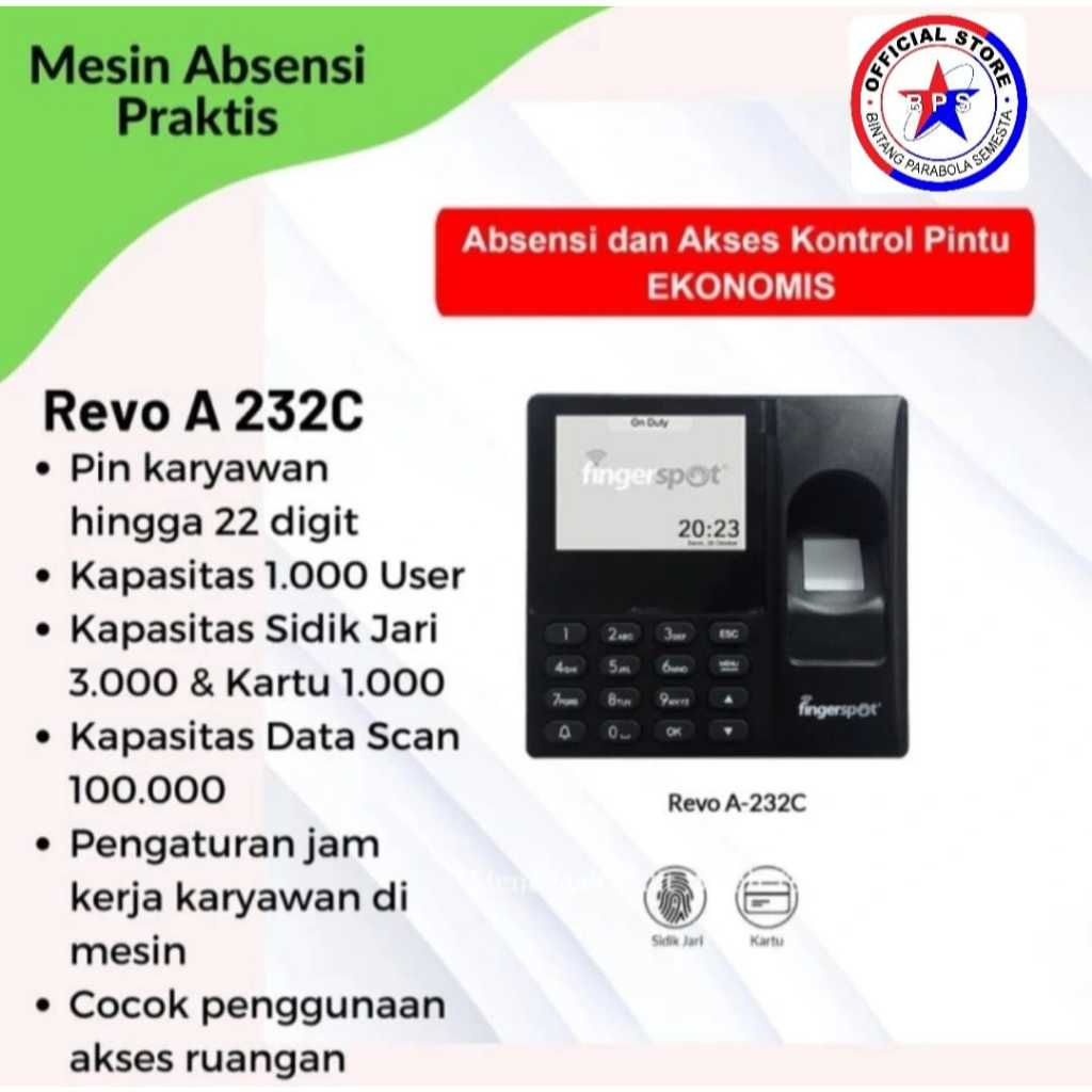 Mesin absensi sidik jari finger print Revo A-232C fingerspot mesin absensi sidik jari wifi network l