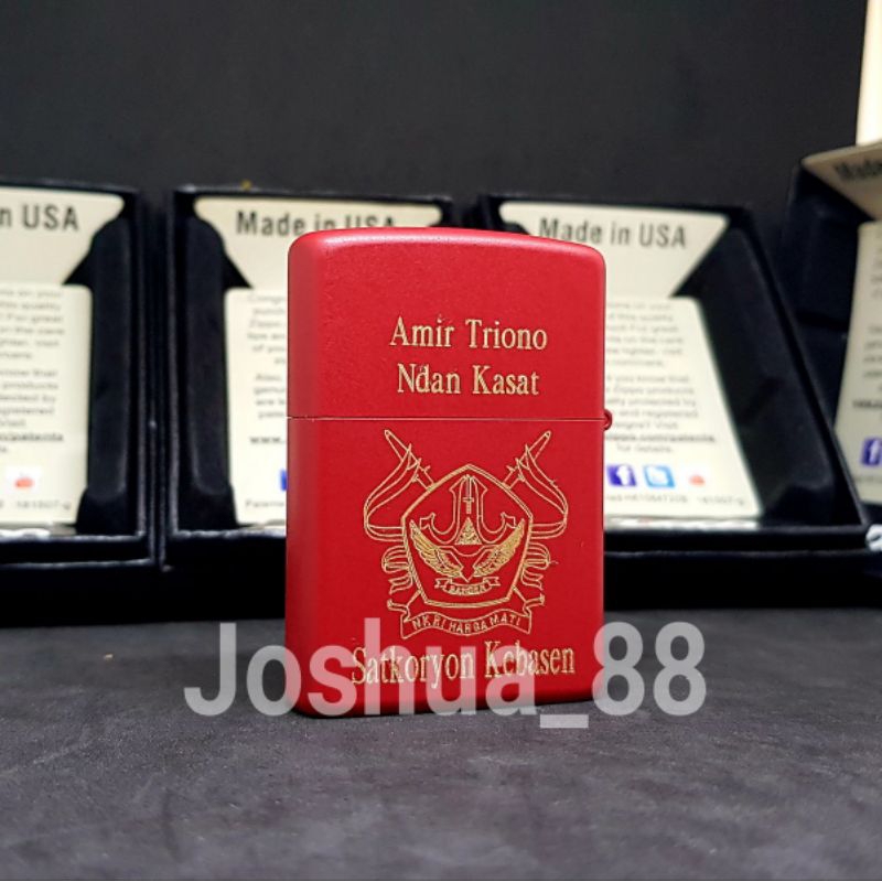 Zippo Custom Ukir Logo BANSER NKRI Bisa Ukir Nama Sendiri