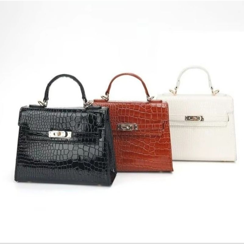 Kelly Croco Tas Selempang Wanita / Handbag Wanita / Tas Jinjing Croco Kulit Sintetis