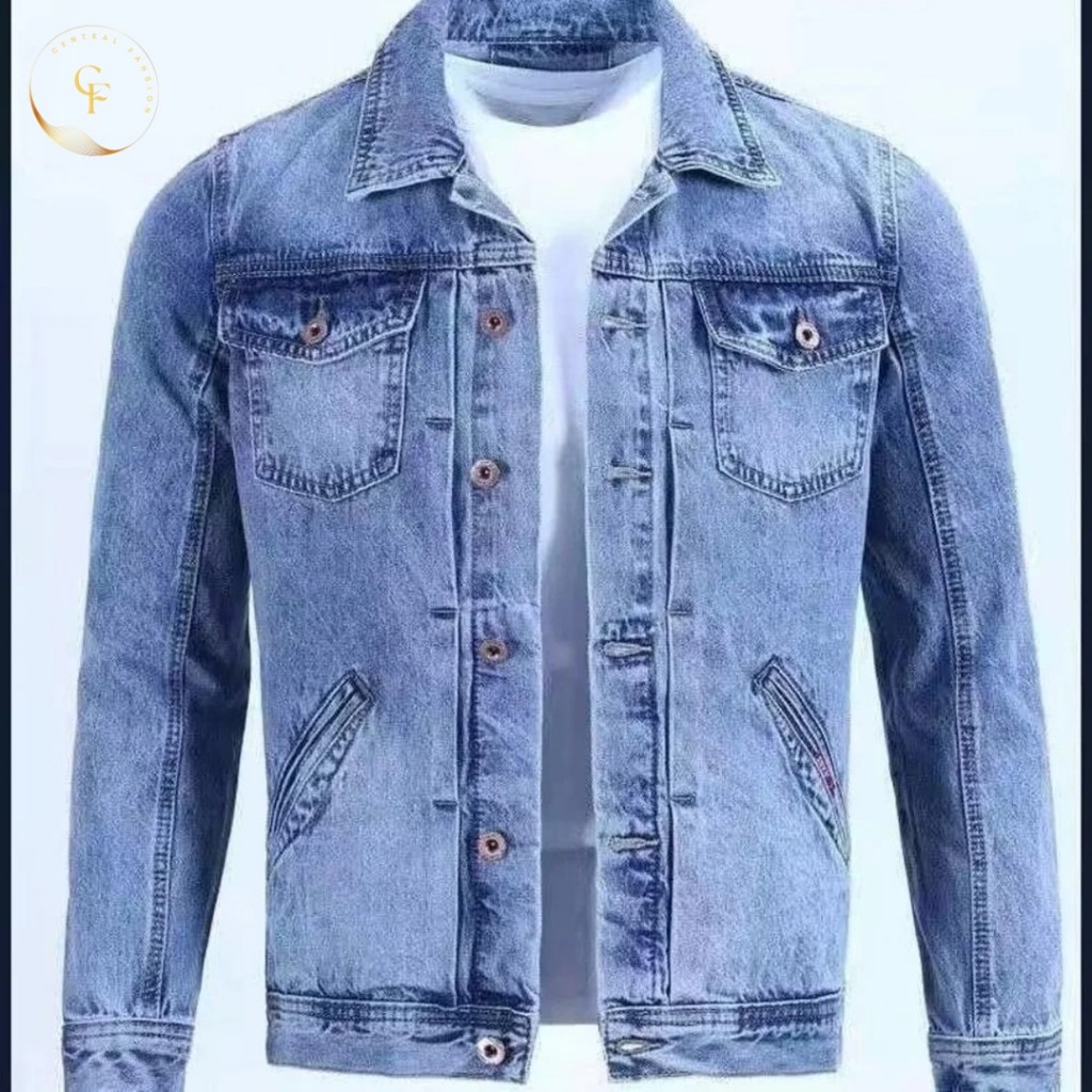 Jaket Denim Pria bahan Jeans Jacket Motor Cowok Bikers Anti Angin Tebal