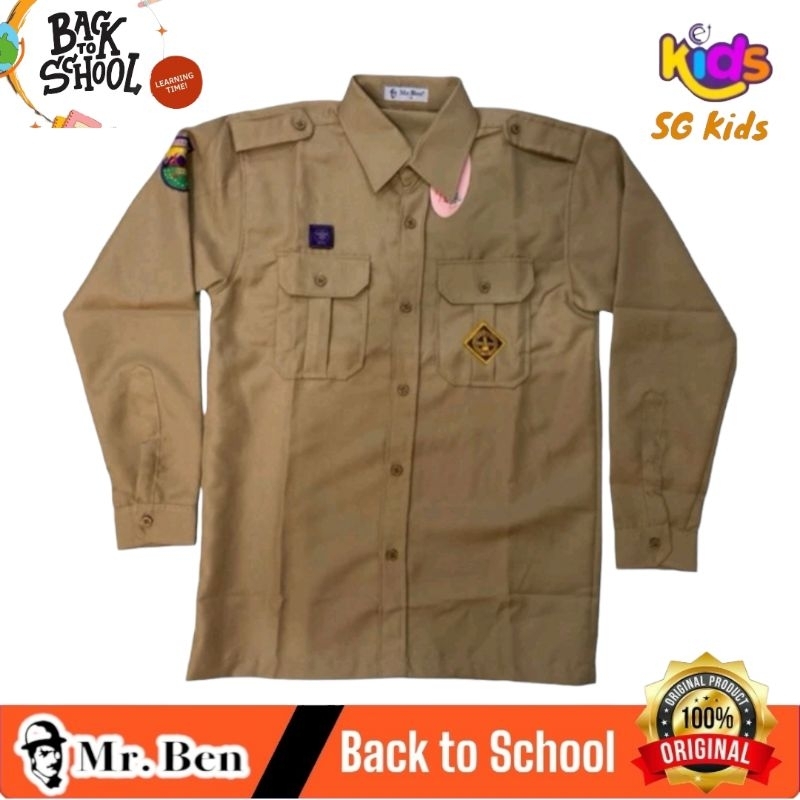 MR.BEN Baju Kemeja Pramuka SMP SMA SNI Rapilo Lengan Panjang Laki-laki // Baju Pramuka SNI // SERAGA
