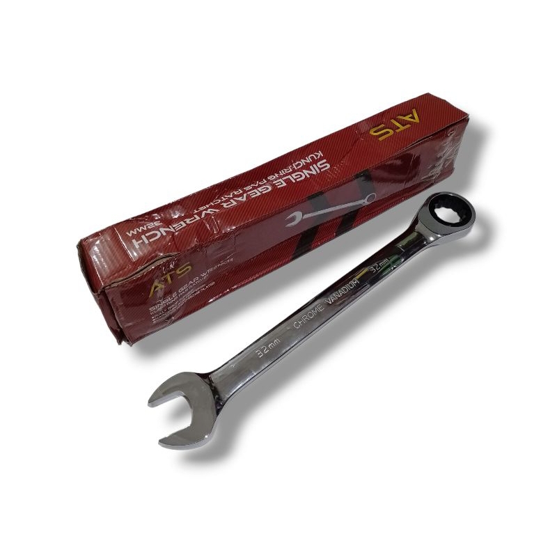 ATS Kunci Ring Pas Ratchet 27mm 30mm 32mm Chrome Vanadium Mirror Dual Tahan Lama Mudah Digunakan