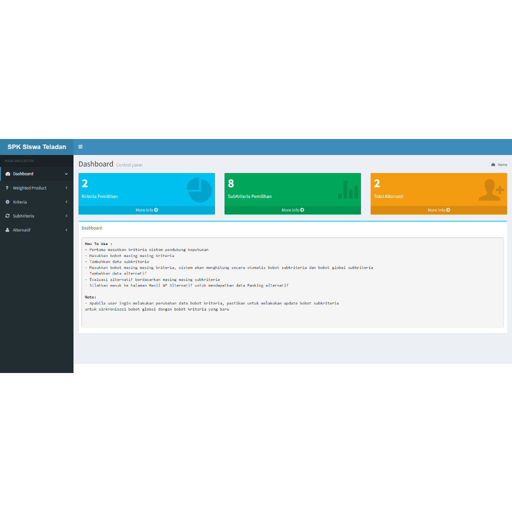 Aplikasi SPK Metode Weighted Product WP Berbasis Web