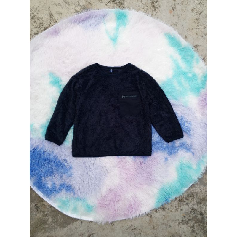 Uniqlo kids sherpa pocket longsleeve navy