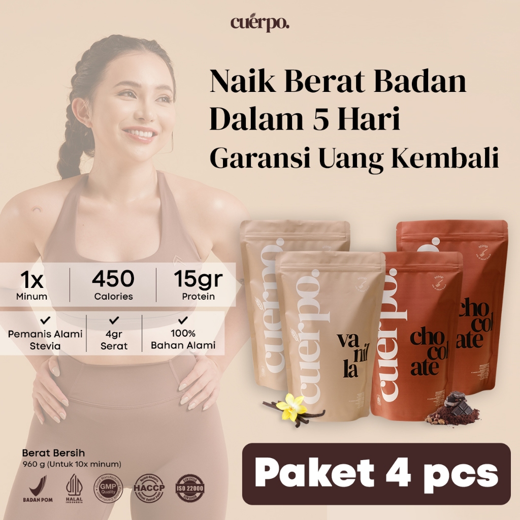 

Cuerpo Susu Tinggi Kalori & Protein 960 Gram Bundling 4 Pouch