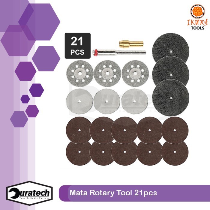 Ikura Tools Rotary File Set 21Pcs As 3mm Mata Bor Cunner Mini Cutting Tunner Die Mini Grinder Set - 