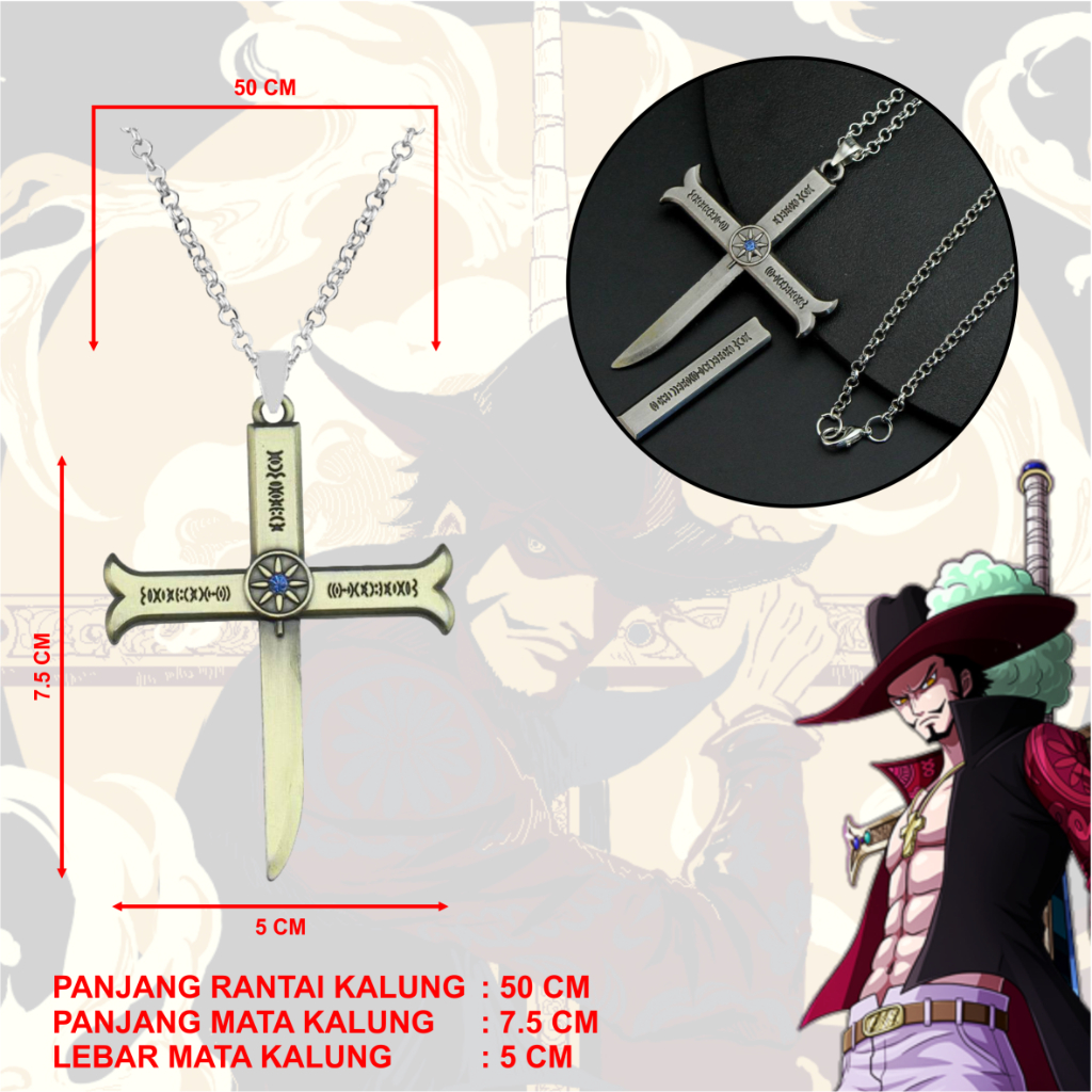 Kalung Keychain Mihawk Wide series Anime Manga Onepiece - Aksesoris Elegan ala Pendekar Pedang One P