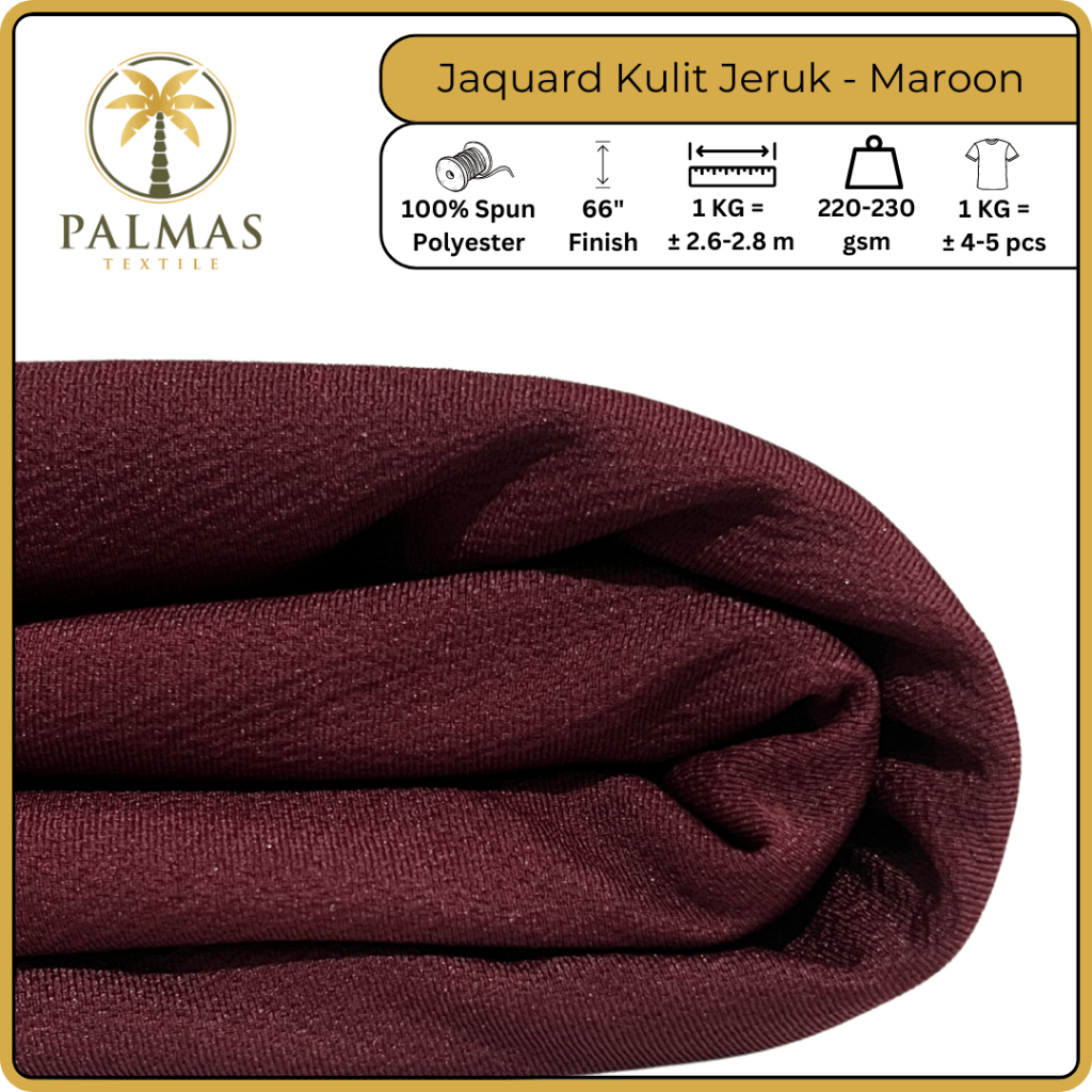 Kain Jaquard Kulit Jeruk - Maroon (Bahan Kaos)