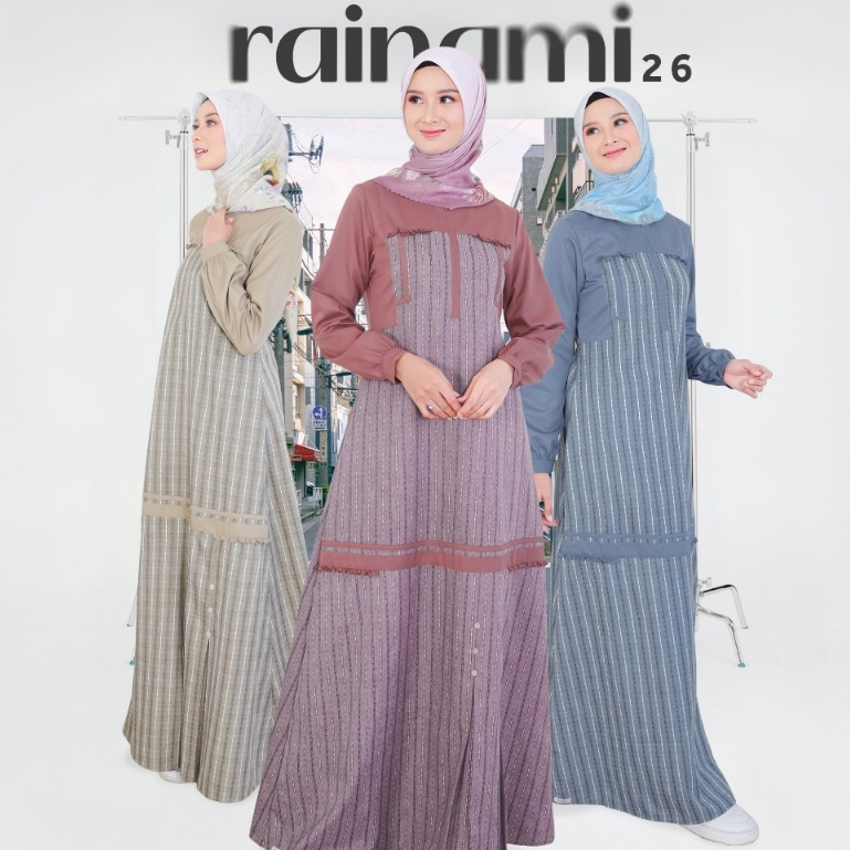 GAMIS ETHICA RAINAMI 26 BAHAN LINEN SALUR + VALDENA MODEL BAJU MUSLIM WANITA GAMIS DAILY KEKINIAN