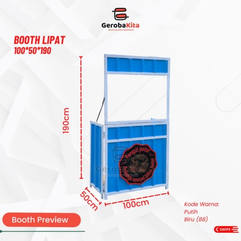 booth lipat besi hollow ukuran 100x50x200