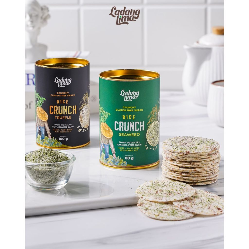 

Rice Crunch 80g Ladang Lima - Crunchy Gluten Free Snack Tinggi Serat Bebas MSG