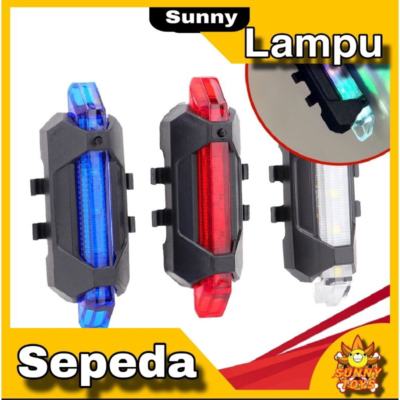 Lampu Belakang Sepeda Rainbow / Lampu Sepeda Cas