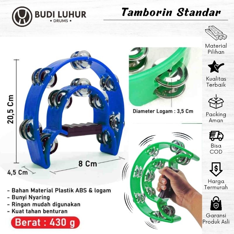 Alat Musik Tamborin Tambourine Tamborine Kecrek Qasidah Rebana Bahan Plastik Kuat Berkualitas