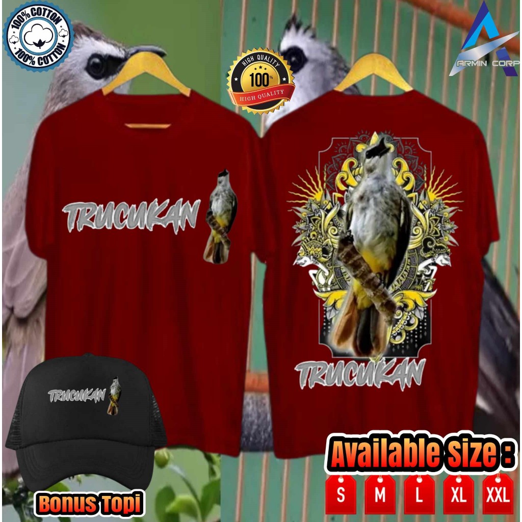 KAOS DESAIN PECINTA BURUNG TRUCUKAN SIMPLE KEREN BAHAN KATUN PREMIUM READY WARNA LAINNYA GRATIS TOPI