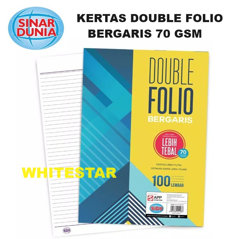 

kertas double folio bergaris 70 gsm sinar dunia sidu (pack=100 lembar)