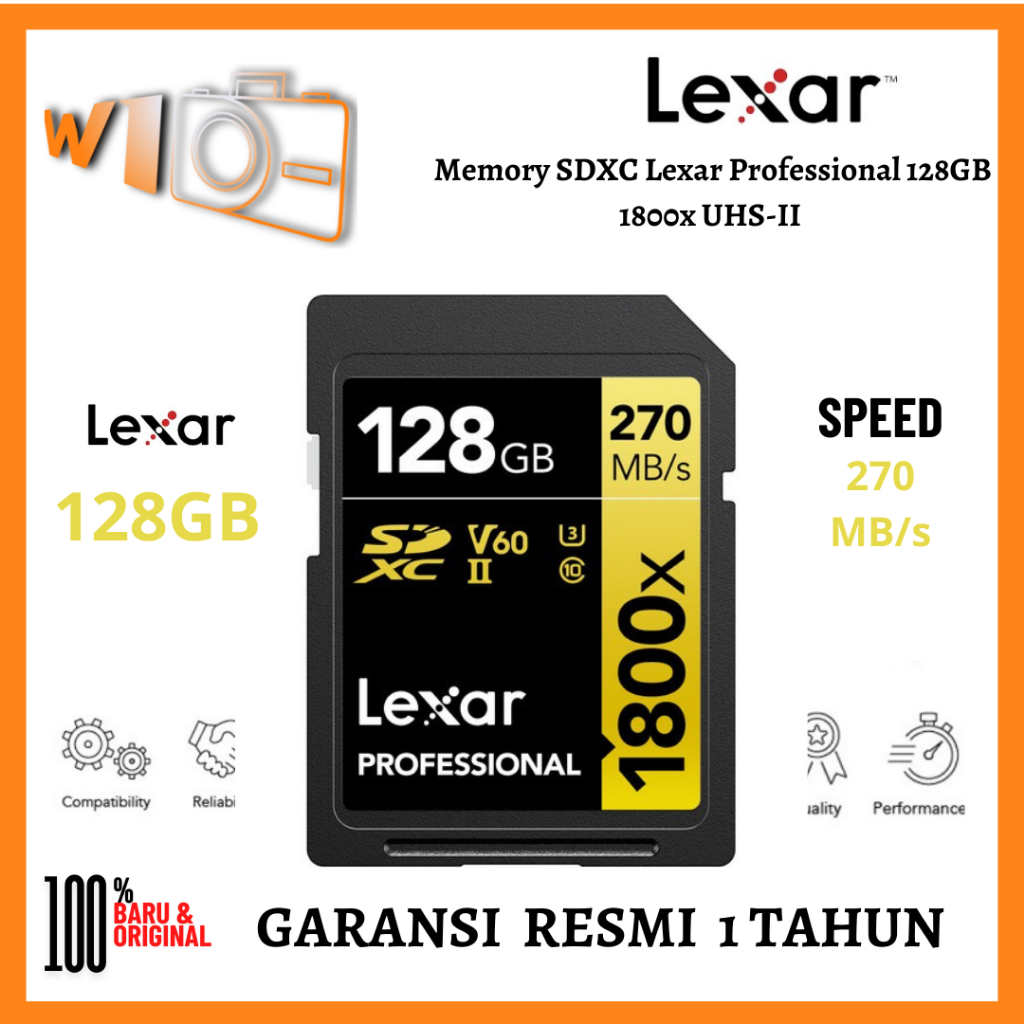 Memory SDXC Lexar Professional 128GB 1800x UHS-II GOLD